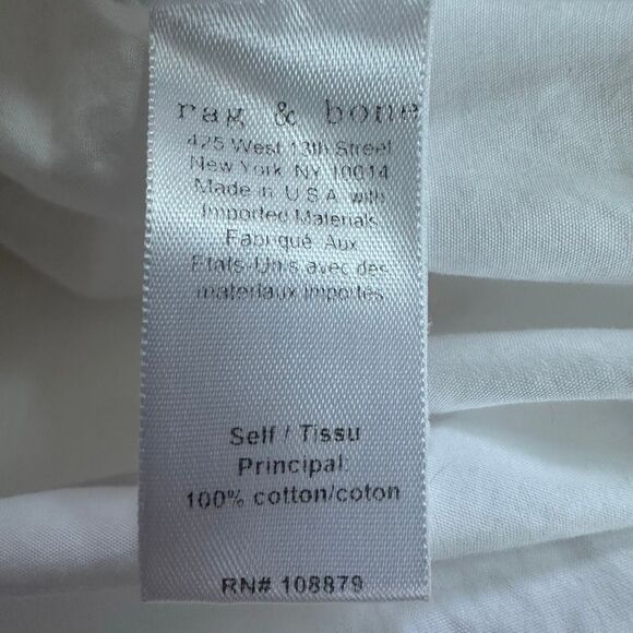 rag & bone 100% Cotton Collarless Popover Blouse in White Size XS - Picture 4 of 4